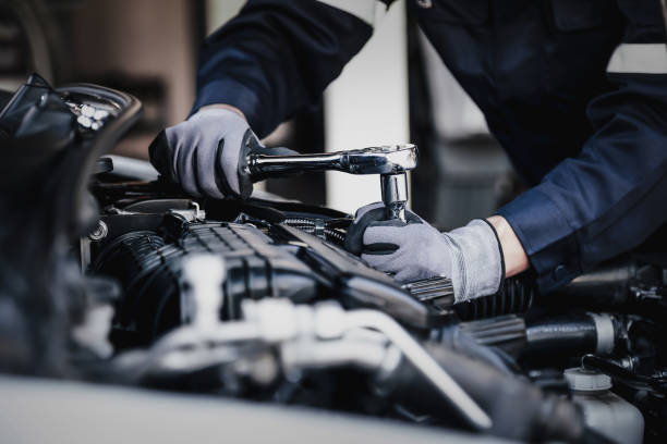 Clean and modern automotive workshop